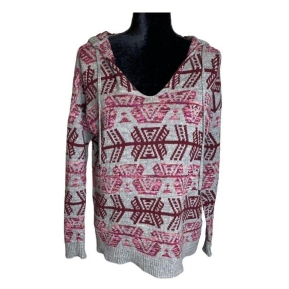 American Eagle Outfitter AEO Sweater Hoodie Womens XS Aztec Knit Pullover Medium - Picture 1 of 16